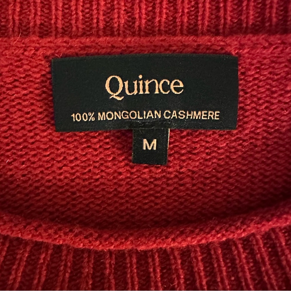 Quince Mongolian Cashmere Boxy Crewneck Sweater Varsity Red Size M - Picture 3 of 5